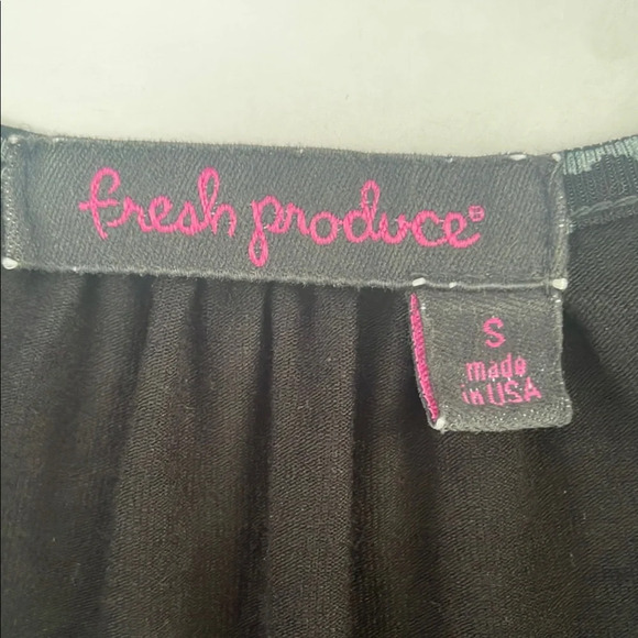 Fresh Produce Black and Grey Ruffled Front V-Neck Short Sleeve Dress Small - Picture 6 of 17